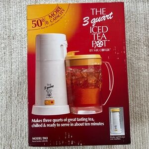 Mr. Coffee TM3 3 Qt Iced Tea Maker White Yellow Extra Pitcher Auto Shut-off VTG